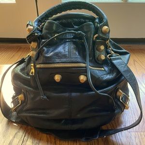 Balenciaga Black Pompon bag w/ giant YG hardware